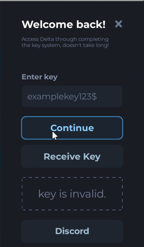 Delta Executor Key GUI Will Appear Asking For Key