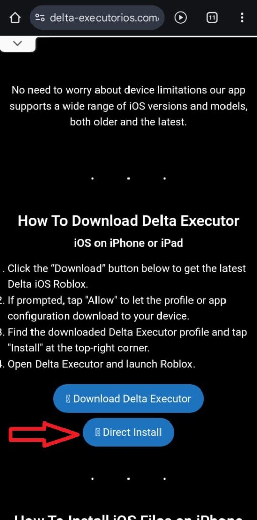 Click on direct install button