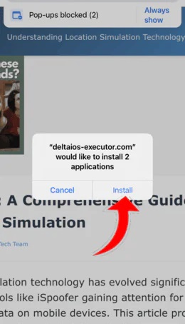 Delta executor ios want to install two application click install