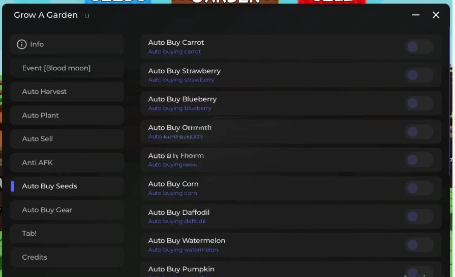 Hack GUI - Auto Buy, Auto Farm, ESP