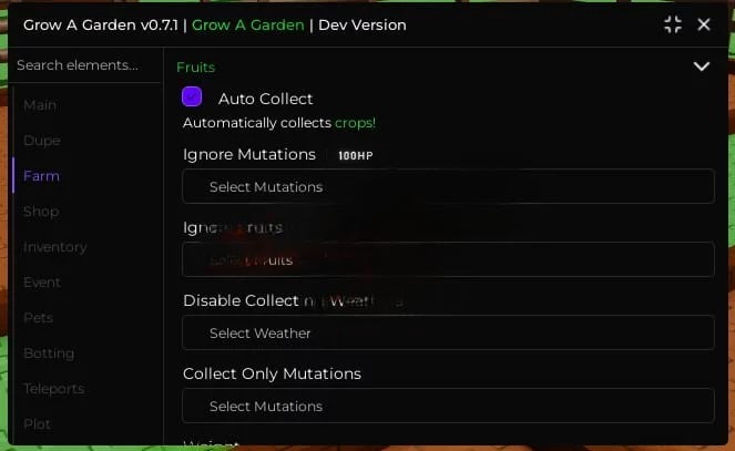 Lunor Hub Grow a Garden Script - Auto Collect Fruits, Auto Farm, ESP