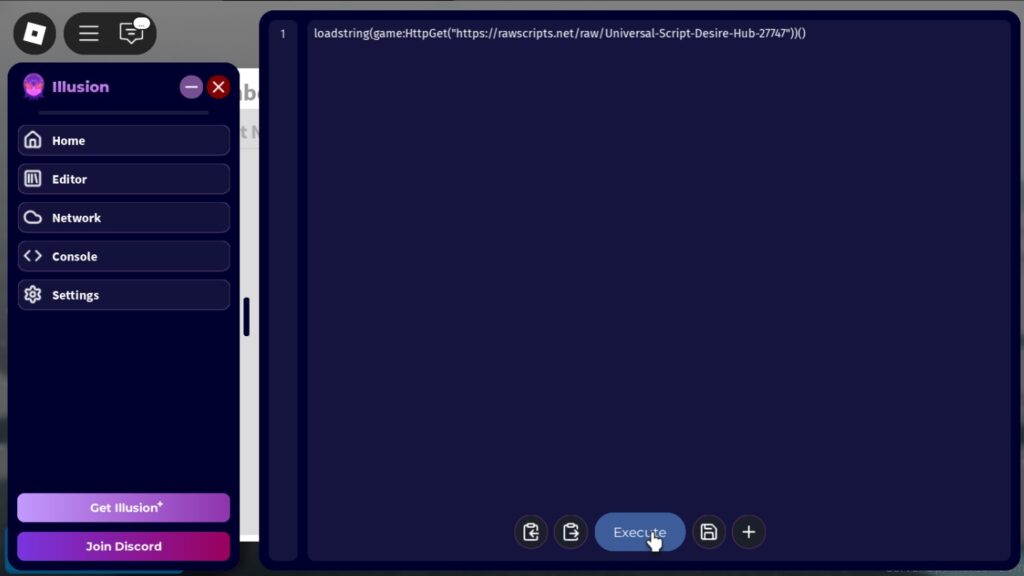 Executing Roblox Script Using Illusion in Bloxburg Game